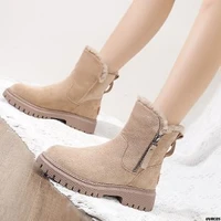 2022 winter new fur and fleece snow boots and thick warm short boots and platform martin boots for women platform shoes
