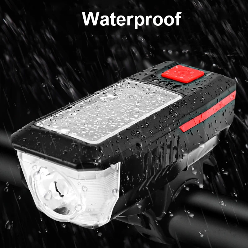 

Bicycle Headlights Front light 2000 mAh IPX4 Waterproof USB Solar Charging Bike Light Bell 120 dB Multiple Modes lamp H037