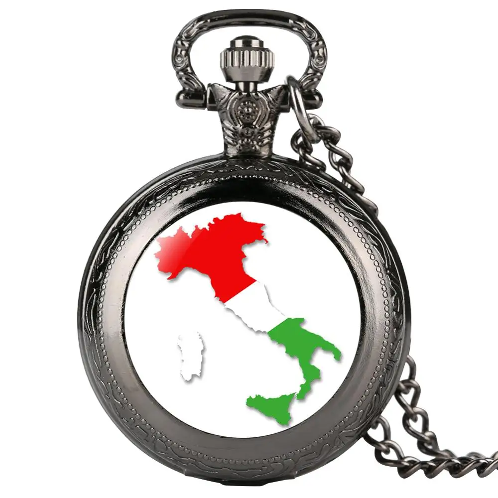 Италия Карта Карманные часы для женщин сплав orologio donna аналоговые мужчин Fob Кулон