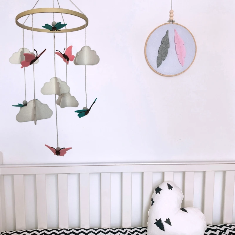 Детская кроватка фетровая бабочка облако мобильная погремушка детская
