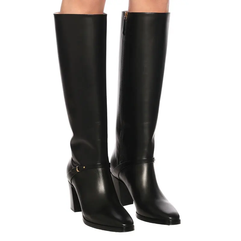 

Size 32-43 New Women Real Leather Knee High Boots Thick High Heels Ridding Boots Fashion Winter Cool Ladies Footwear