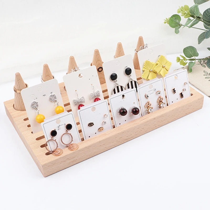 Натуральное деревянное кольцо на палец стенд ювелирный дисплей держатель