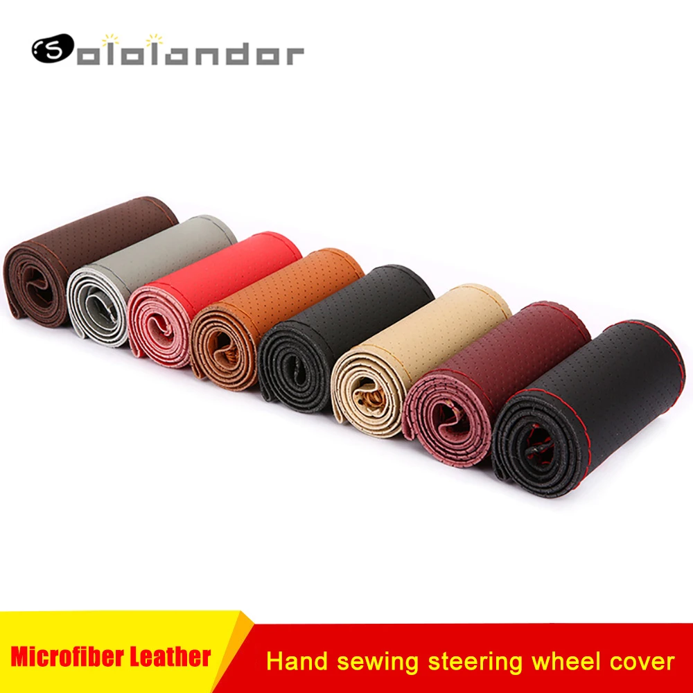 38 см крышка рулевого колеса автомобиля из микрофибры кожаная оплетка на руль с