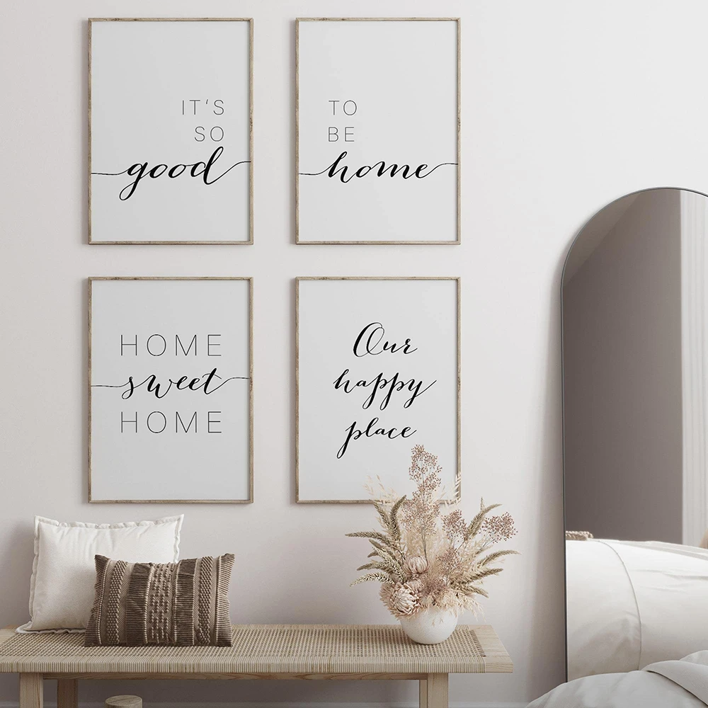 

It Is So Good To Be Home Quote Minimalism Canvas Paintings Black and White Nordic Wall Art Posters Prints Pictures Home Decor