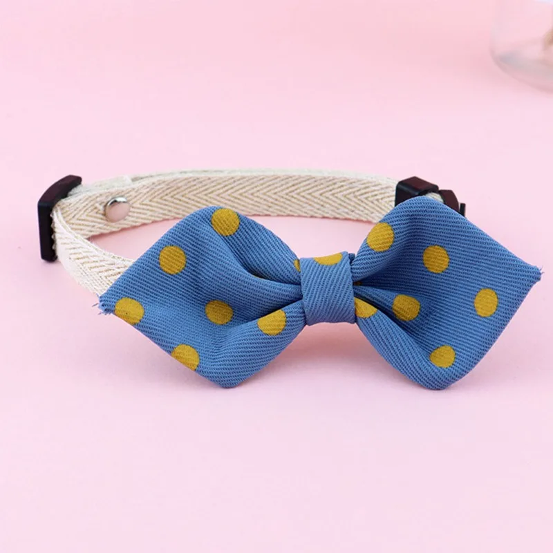 

Ошейник для домашних животных, ошейник с милым бантом, красивое ожерелье в горошек с цветочным рисунком для домашних животных, удобное коль...