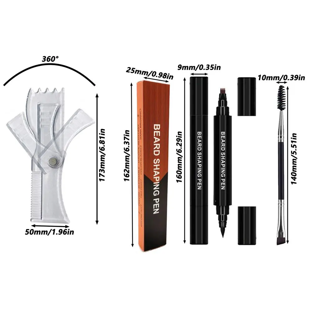 

2 In 1 Beard Pencil Filler Kit For Men Four-Pronged Tip Waterproof And Sweat-Proof Men's Beard Pen Beard Filling Pen