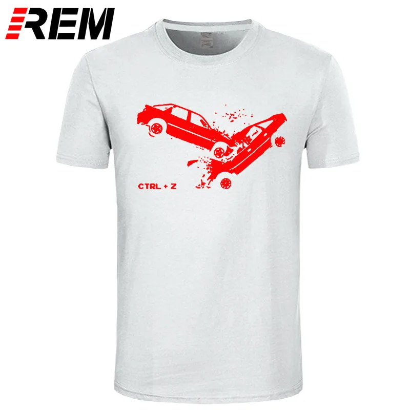 

REM 100% cotton traffic collision print men T shirt casual short sleeve Tshirt cool t-shirt mens tee shirt
