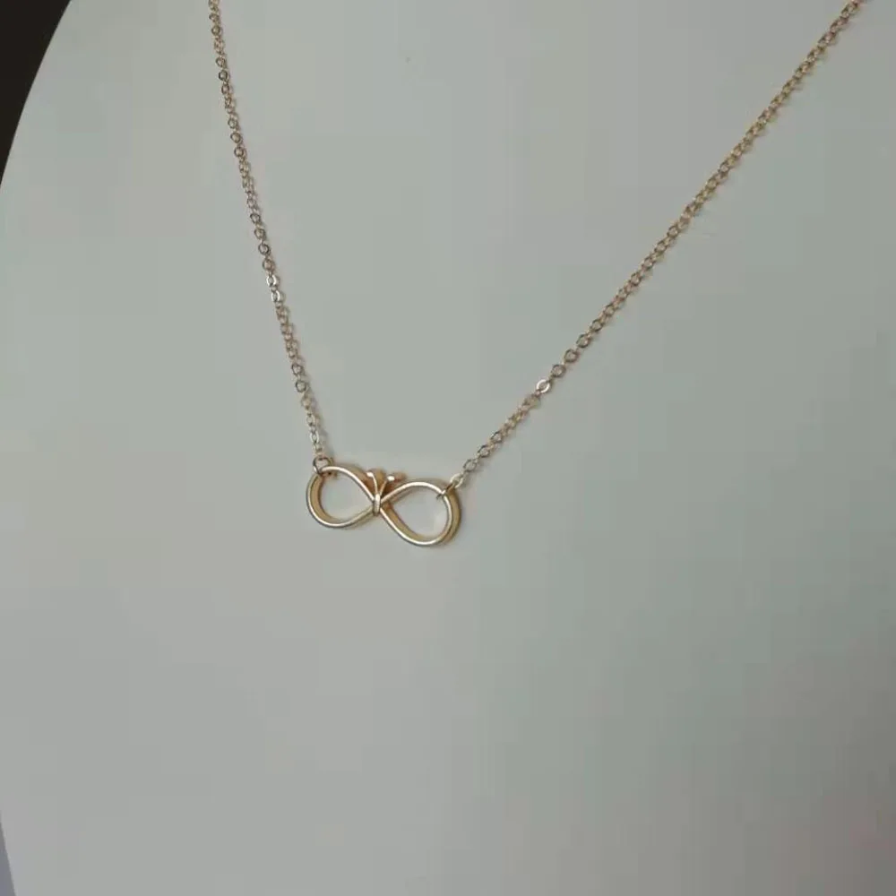 Модное ожерелье бесконечность бабочка кулон для женщин короткая цепочка