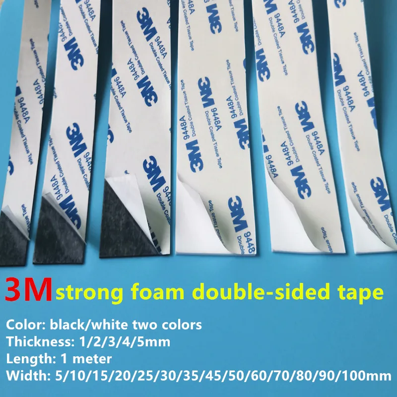 

3M 9448A Strong Tape Double Sided Adhesive Acrylic Black White Foam Pad Mounting Tape Two Sides Sticky Tapes Various thickness