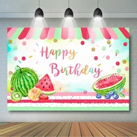 tutti frutti birthday backdrop tropical summer birthday background watermelon fruit birthday party decor dessert table banner