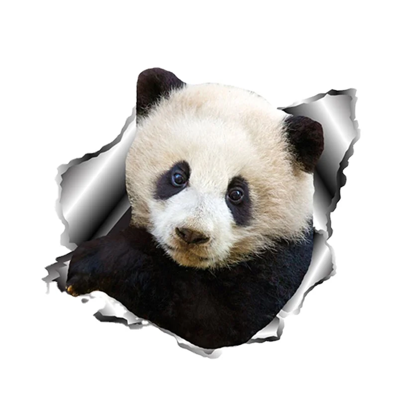 

3D автомобильный стикер панда рваные металлические автомобильные светоотражающие наклейки из ПВХ, декоративные наклейки на окна автомобиля, аксессуары