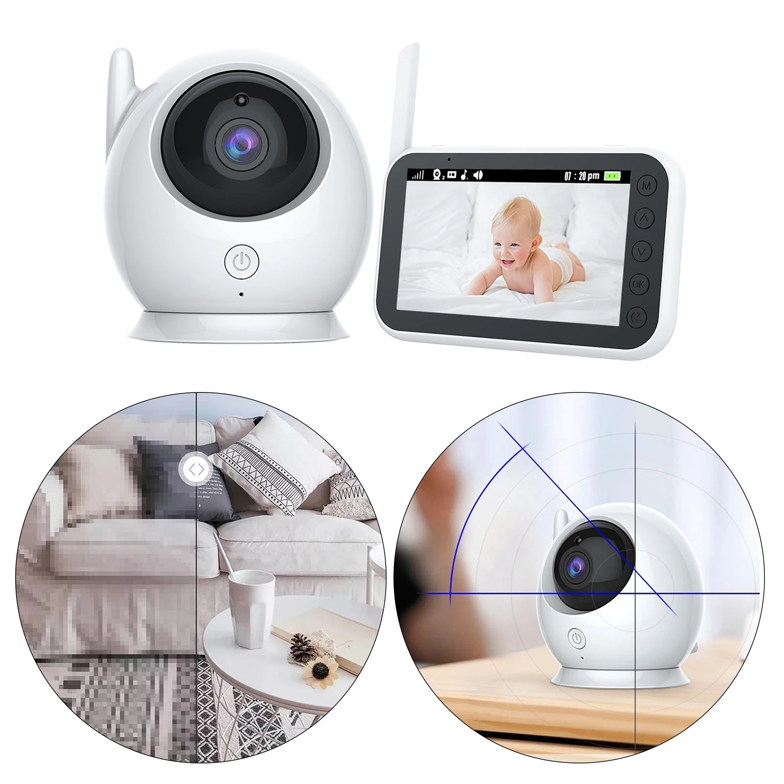 Беспроводная видеоняня 4 3 дюйма Wi-Fi камера для помещений 360 градусов 8 колыбельных