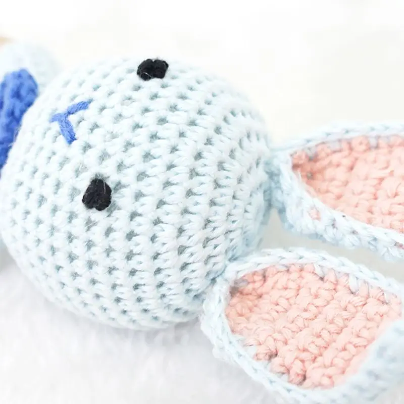 

Baby Wooden Teether Ring DIY Crochet Bunny Rattle Soother Bracelet Infant Teething Molar Play Toys