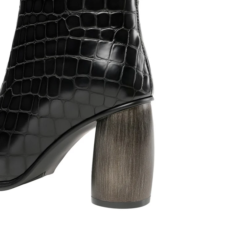 

CIALISA Women Shoes Genuine Leather High Heel Zipper Round Toe Autumn Winter Boot 2020 Fashion New Design Chunky Heel Boot