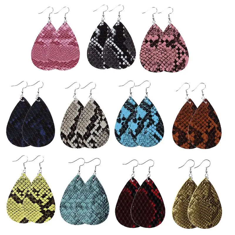 2019 Горячая Мода змеиный принт из искусственной кожи большие серьги для женщин