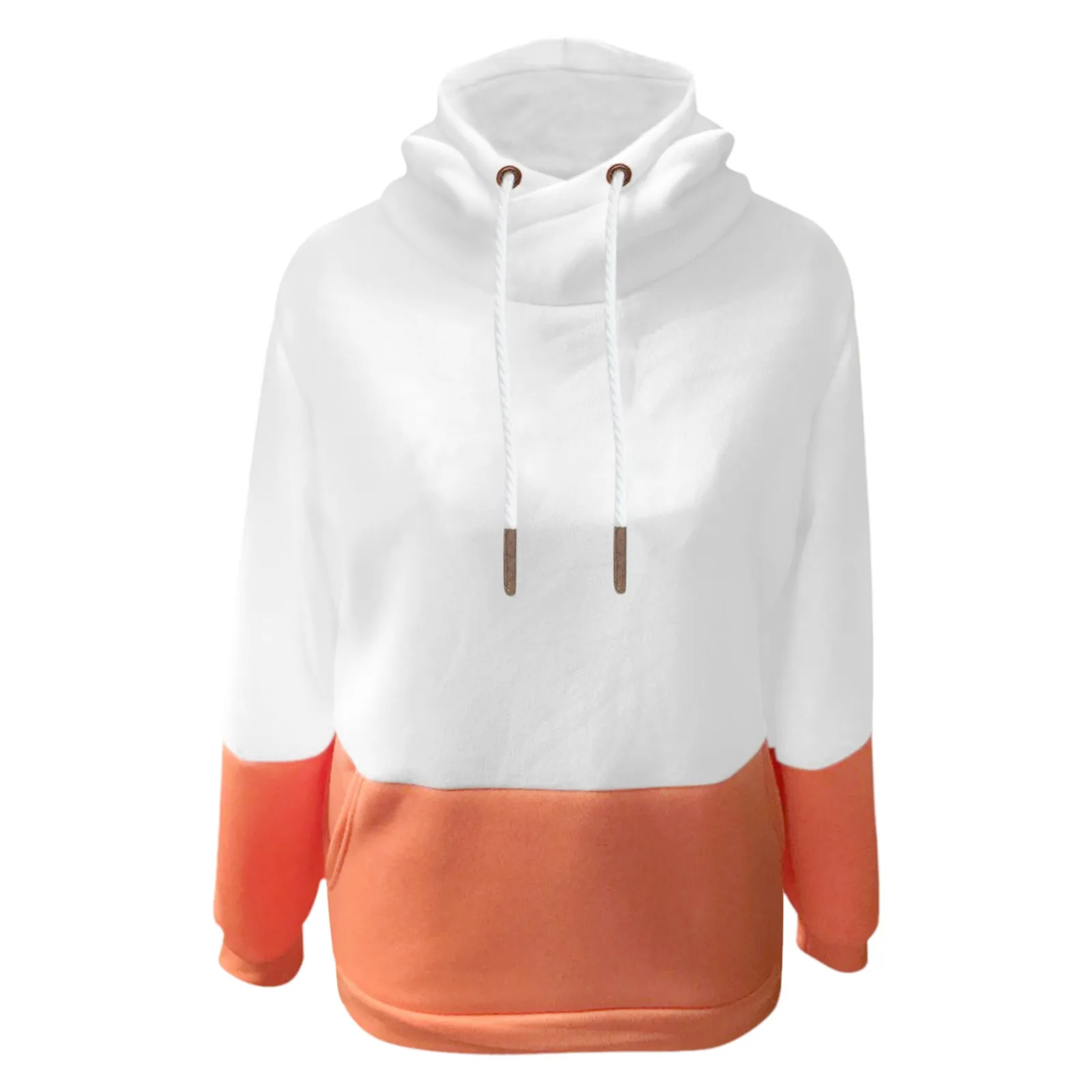 

Women Hoodies Casual Patchwork Solid Loose Drawstring Sweatshirt Long Sleeve Hooded 2020 Turtleneck Autumn Female Pullover #106