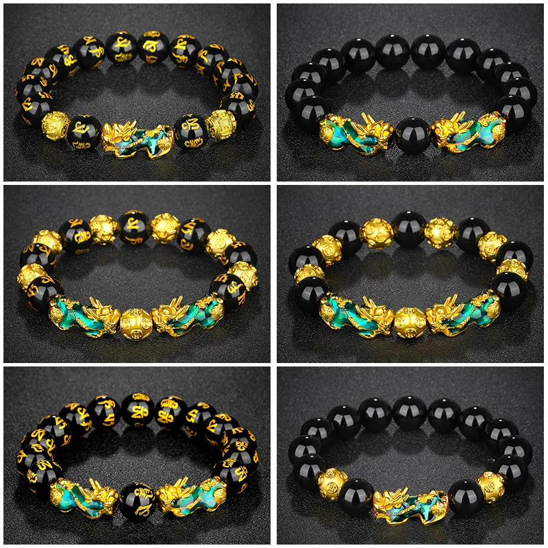 

Fengshui Discolor Pixiu Natural Crystal Colorful Stone Beads Bracelets Women Charms Lucky Wealth Bracelet Trendy Couple Jewelry