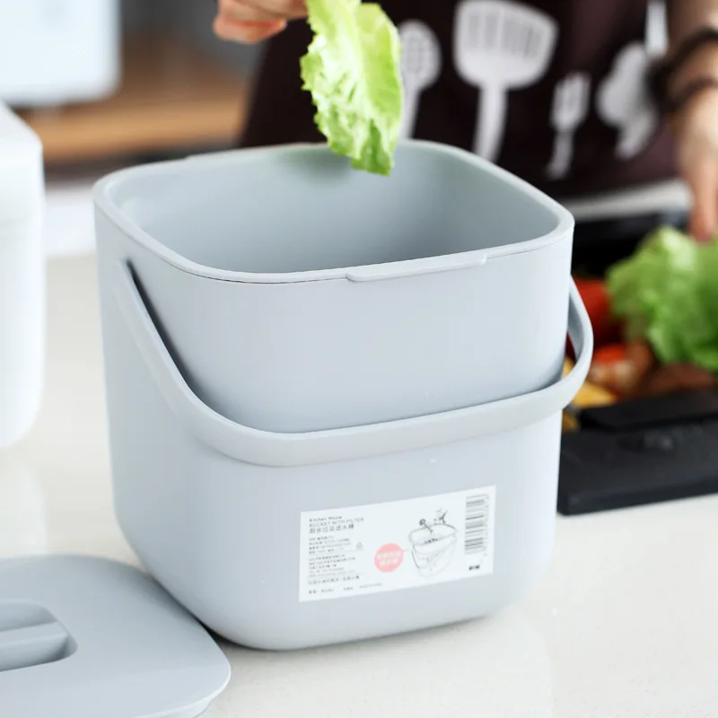 2 Layer Kitchen Plastic Trash Bin Compost Waist Garbage Can Rubbish Accessories Fruit Vegetable Food Washing Drainer | Дом и сад