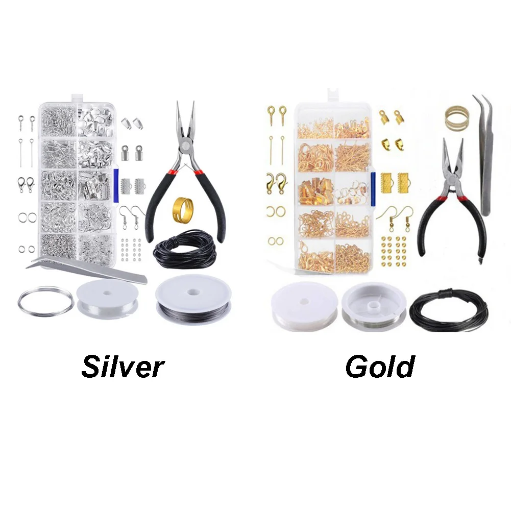 10 Grids DIY Findings And Beading Handmade Wires Pliers Necklace Materials Metal With Accessories Repair Tool Jewelry Making Kit | Украшения