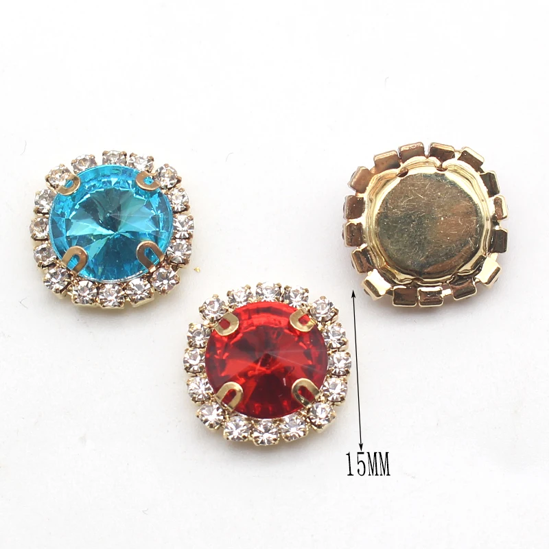 Новая мода 10 шт./Партия 15 мм акриловая металлическая круглая пуговица с четырьмя