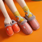 Зимние Детские повседневные туфли, водонепроницаемые плюшевые теплые Нескользящие домашние мягкие пушистые тапочки из искусственной кожи больших размеров 22-45