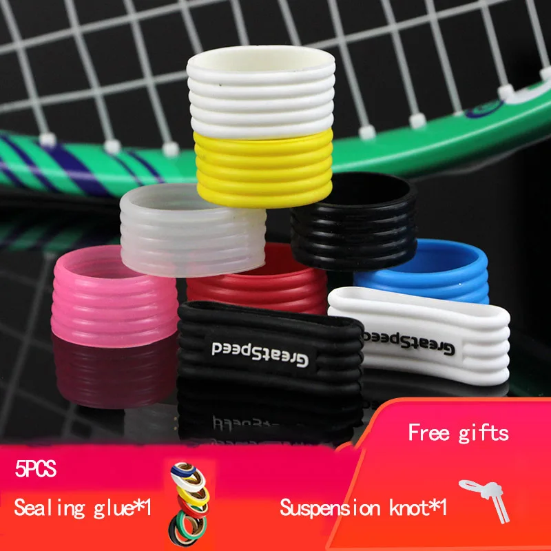 5 Pieces Tennis Racquet Racket Fix Ring Badminton Racket Handle Grip Ring Racket Band Overgrip Protector
