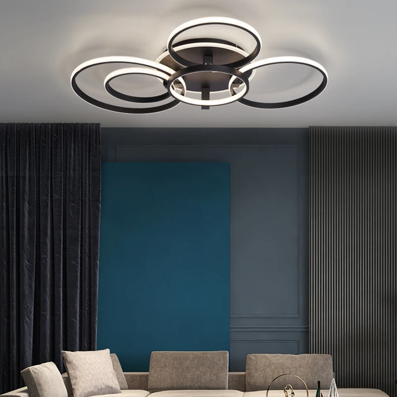 

BDG Modern led Chandelier kitchen lamp RC Dimmable APP Circle rings designer for living room bedroom ceiling chandelier fixtures