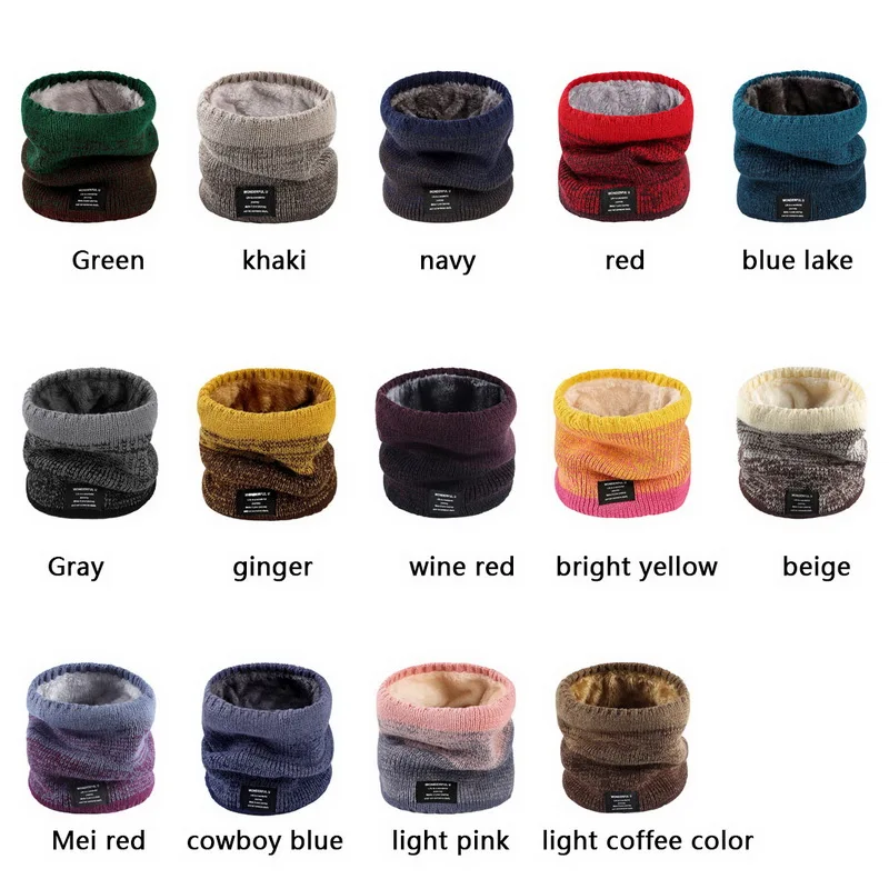 

Unisex Gebreide Warme Sjaal Winter Herfst Ring Vrouwen Bandana Effen Sjaal Fleece Mannen Hoofdband Hals Sjaal