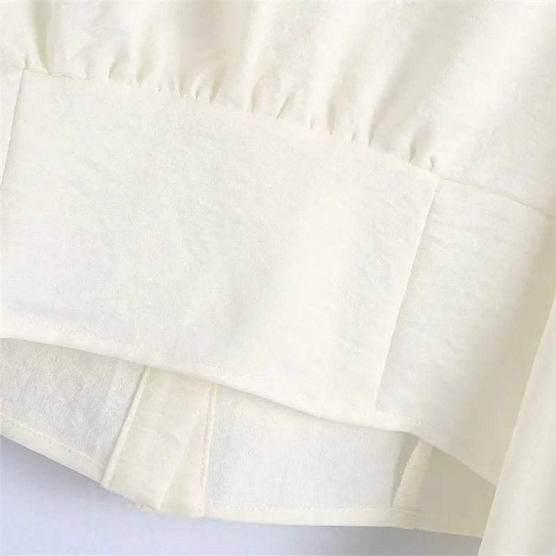 

Autumn 2020 Chiffon Collared White Shirt Women Za Long Sleeve Button Up Shirts Blouses Cropped Top Elegant Casual Woman Top