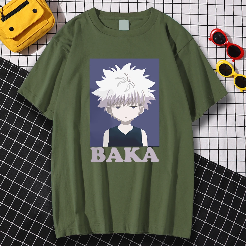 

Футболки с мультяшным принтом Zoldyck Мужская свободная одежда Харадзюку HUNTER×HUNTER модная футболка с круглым вырезом летние мужские футболки бо...