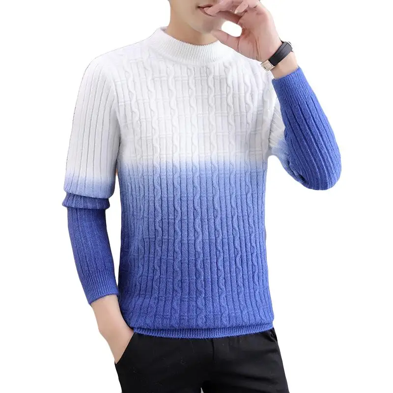 

Winter High Neck Thick Warm Twist Sweater Men Turtleneck Brand Sweaters Slim Fit Pullover Men Knitwear Male Double Collar Jumper