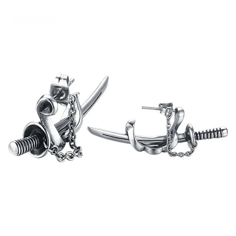 

Men's Small Vintage High Quality Metal Samurai Sword Earrings Punk Jewelry