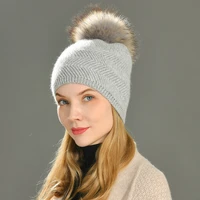 winter hat women solid color cashmere wool knitted beanies ripple thick warm soft bonnet skullies