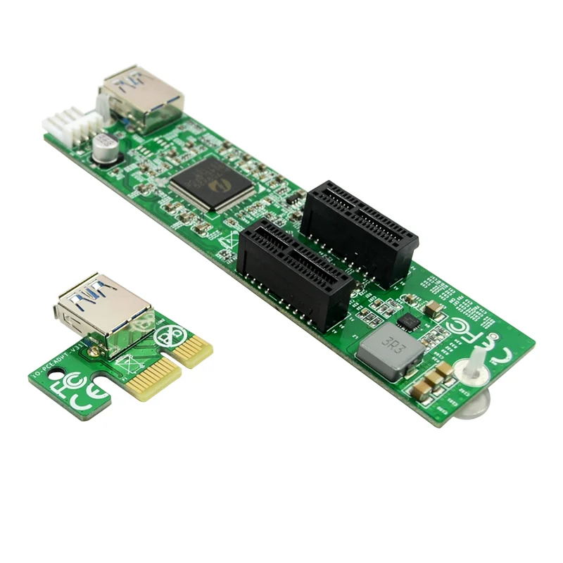 Новый PCI E Riser Card от 1 до 2 Express x1 слот расширения карты USB 3 0 удлинитель IDE Большой 4pin