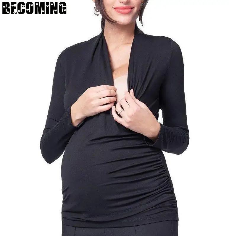 Футболки для беременных Хлопковая одежда грудного вскармливания Топ с длинными