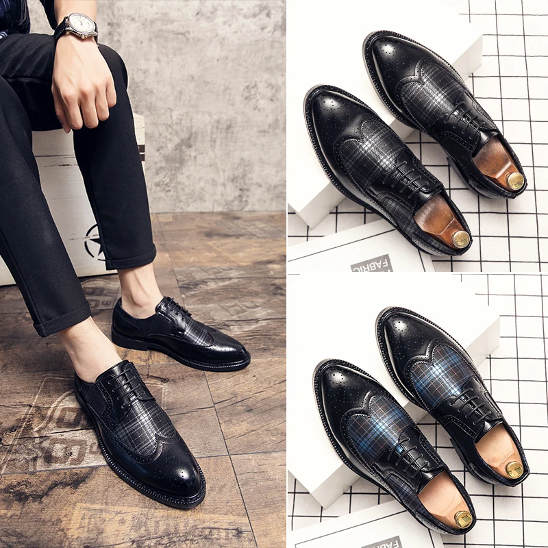 

Bullock shoes men's business suit cowhide oxford shoes leather shoes British style carved youth trend authentic shoes men