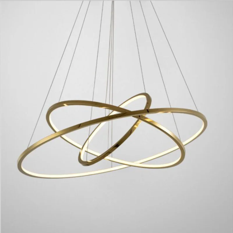 

New product 2020 brown 3 rings aluminum luminaire led chandelier
