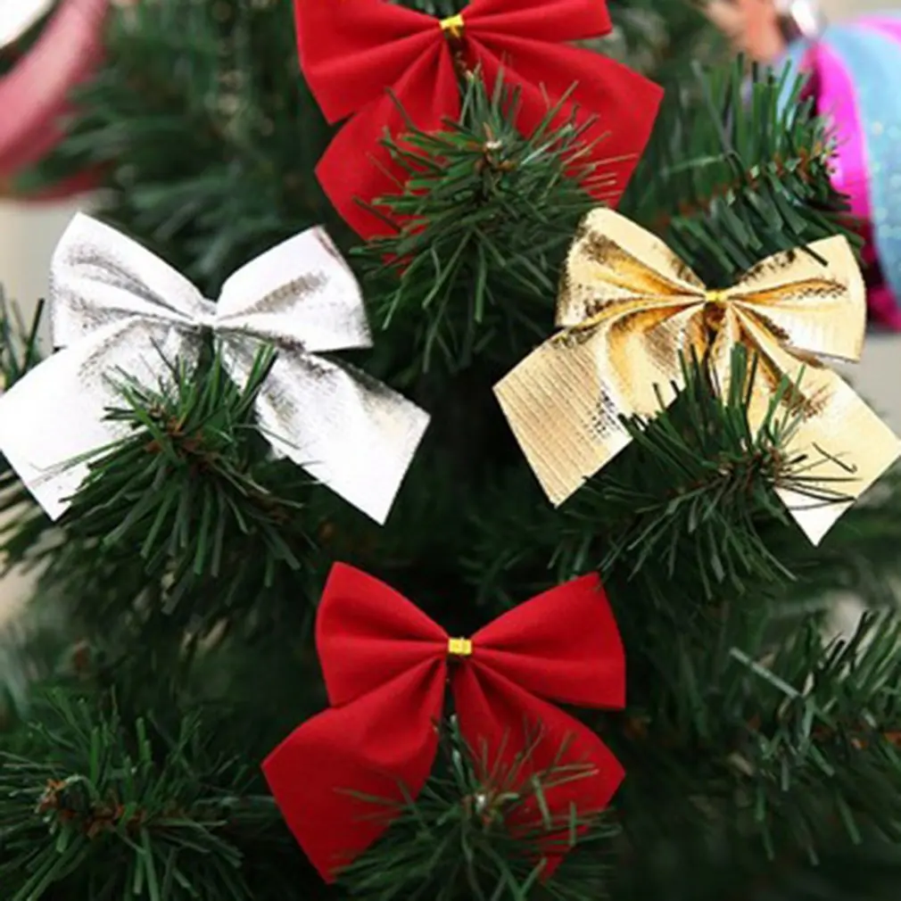 

12 Pcs/lot Christmas Tree Decorations Tree Ornaments Lovely Cute Christmas Bow Christmas Party Decoration Baubles For Festival