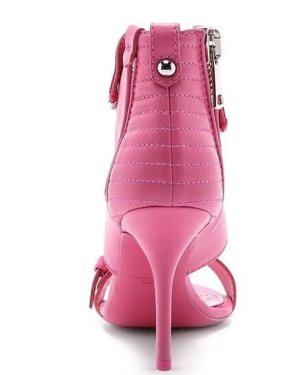 

Roman style new rose red zipper decorative open toe High Heel Sandals