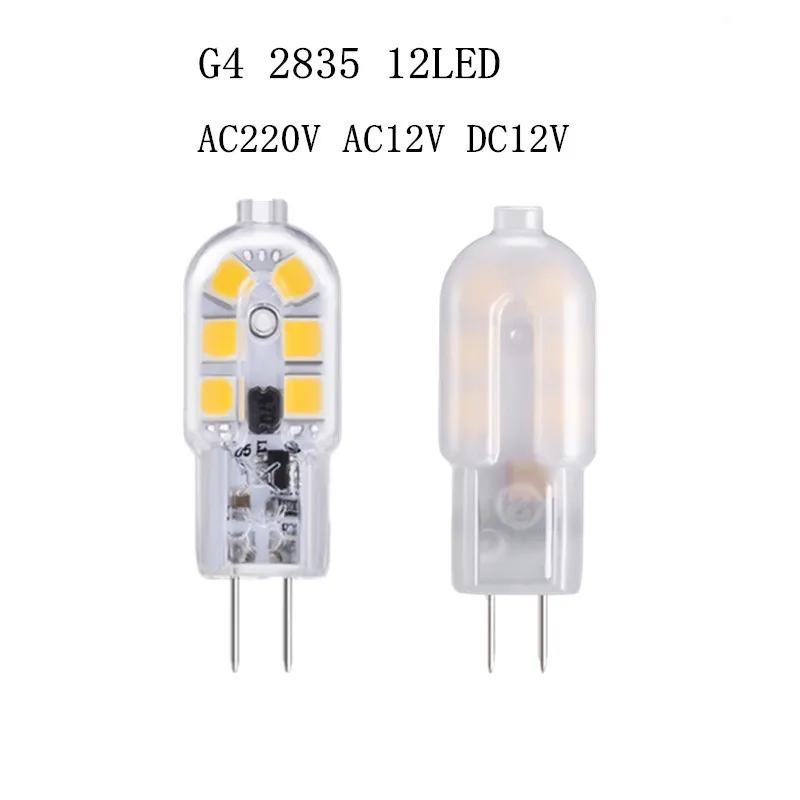 

Светодиодная лампа G4, 3 Вт, 12 В/360 в переменного тока, 2835SMD, 12 светодиодов S, светильник ПА для люстры теплого/холодного белого света с углом луч...