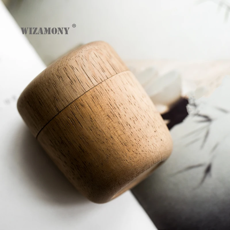 

WIZAMONY Walnut Solid Wood Tea Containers Matcha Jar Portable Travel Mini Jar Storage Bottle with Lid Sealed Wooden Bottle