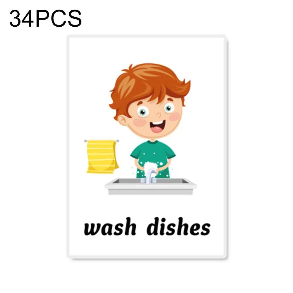 

Applicable to English word flash card moo daily behavior cards card baby training 34 life autistic B0D2