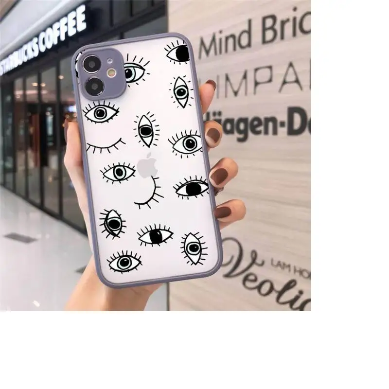 

Turkish lucky Blue Evil Eye Abstract Phone Cases matte transparent For iphone 7 8 11 12 plus mini x xs xr pro max cover