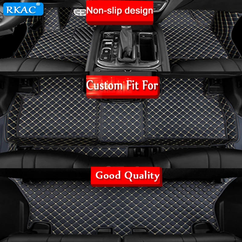 

RKAC car floor mats Custom fit for Mitsubishi Outlander 7 seats waterproof 3D car styling leather rug liners mat Anti-slip