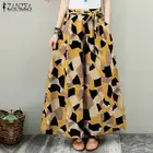 Брюки ZANZEA женские в стиле оверсайз, элегантные длинные штаны с эластичным поясом, с геометрическим рисунком, с широкими штанинами, лето 2021