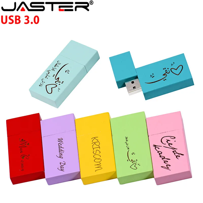 USB флеш накопитель JASTER Деревянный Цветной с логотипом на 3 0 8 64 Гб|USB