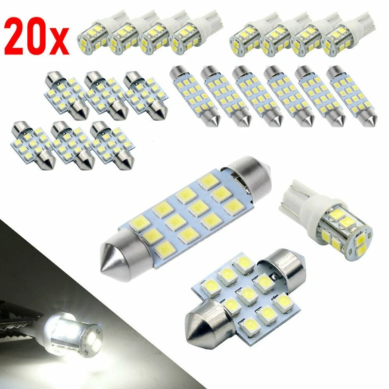 

20X Combo LED Car Interior Light Dome Map Lamp Door License Plate Lights Bulbs White