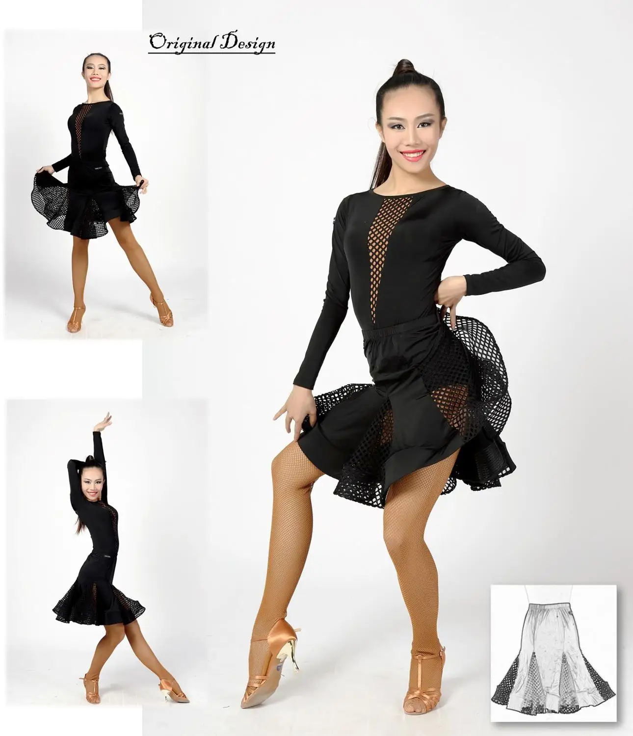 G2019 латинский танцевальный зал Танцы профессиональная сетчатая подключен fishbone