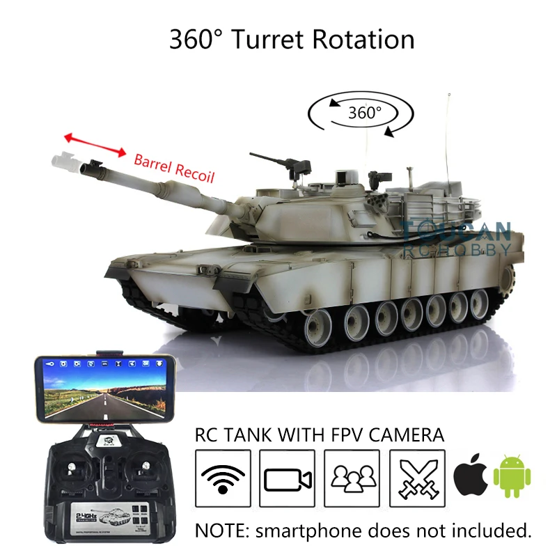 

Henglong 1/16 TK 6.0S Upgraded Metal M1A2 Abrams RTR RC FPV Tank 3918 360 Turret Barrel Recoil TH16255