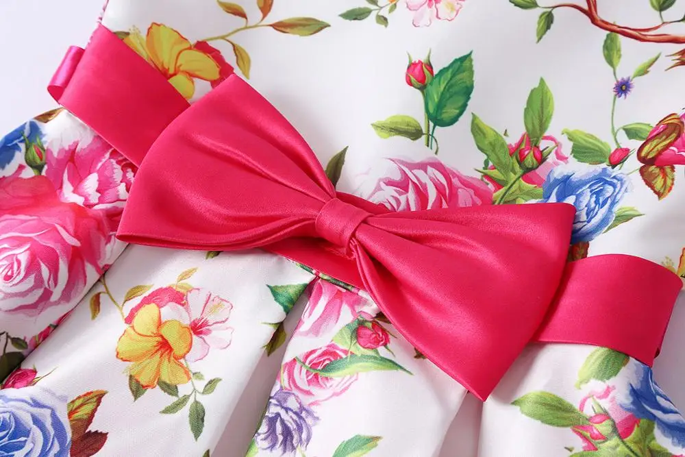 Платье с бантом и цветами для девочек подарок на день рождения Свадебная